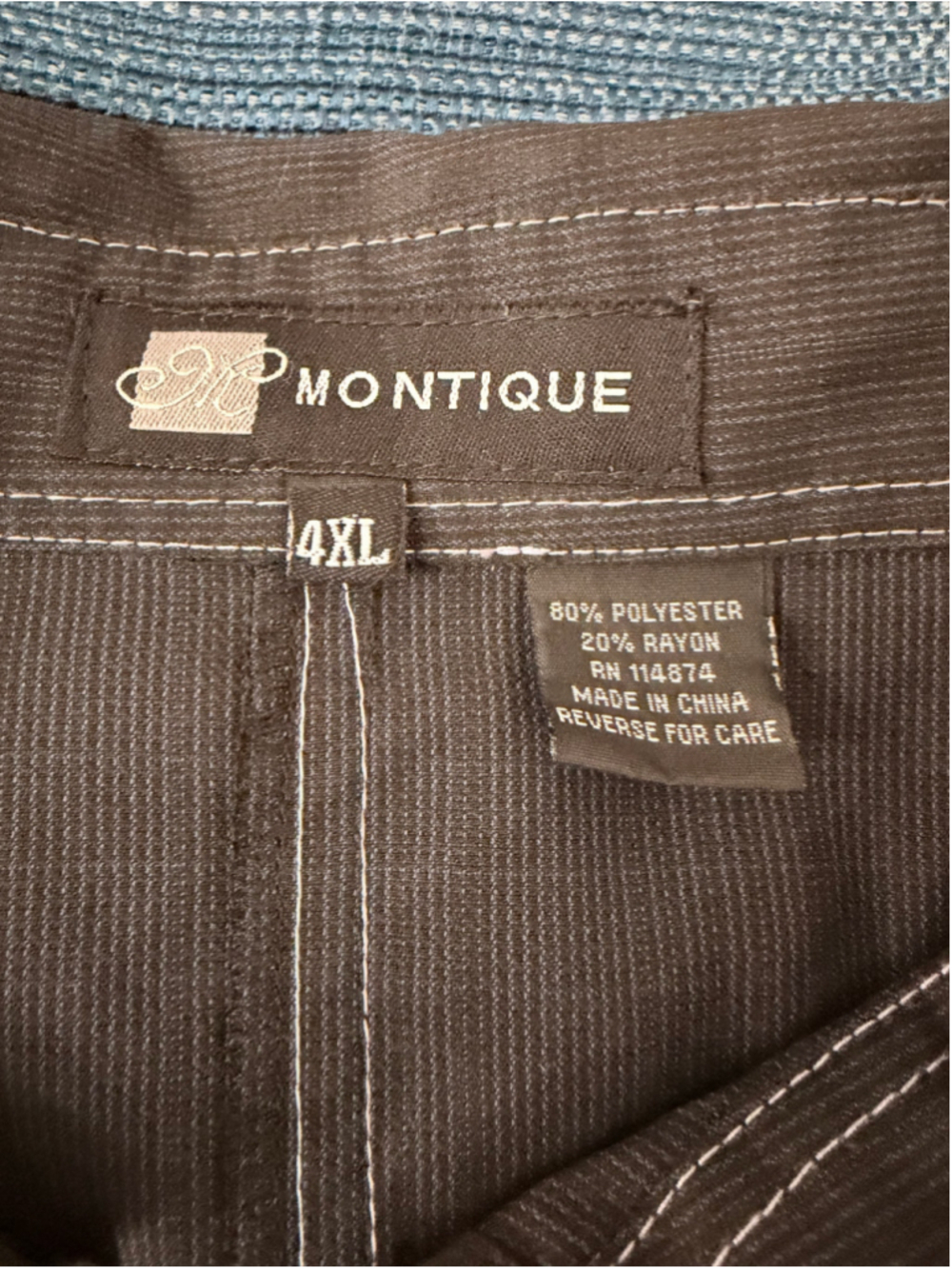 Montique Black Two Piece Set with White Stitching, Size 50R - Picture 12 of 16